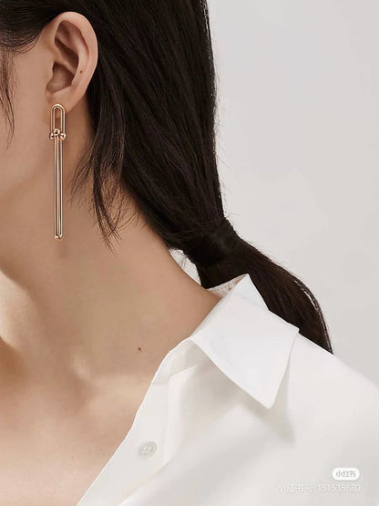 [Glow Muse ]HARDWEAR DOUBLE LONG LINK EARRINGS