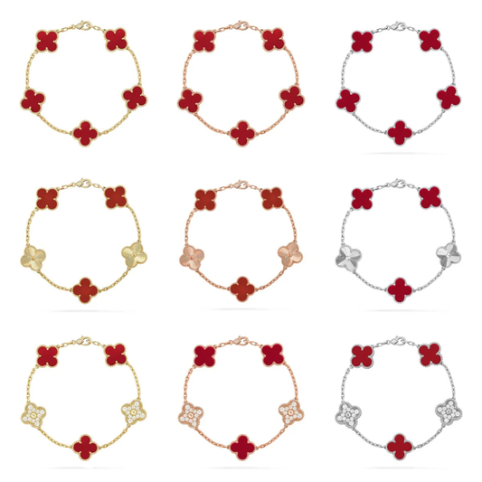 [⭐Glow Muse] CLOVER 5 MOTIF RED CORNELIAN BRACELET COLLECTION