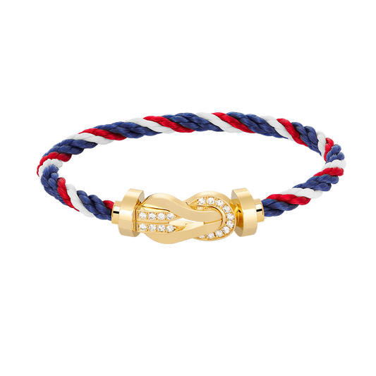 [Glow Muse]CHANCE LARGE 8 FIGURE BUCKLE HALF DIAMOND BRACELET GOLD