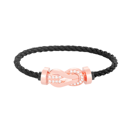 [Glow Muse]CHANCE LARGE 8 FIGURE BUCKLE HALF DIAMOND BRACELET ROSE GOLD