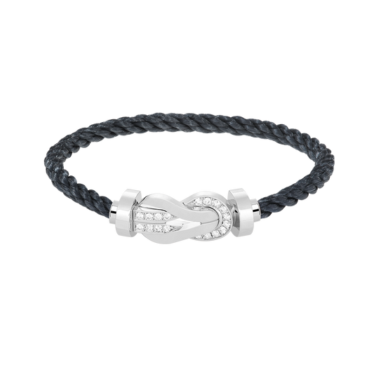 [Glow Muse]CHANCE LARGE 8 FIGURE BUCKLE HALF DIAMOND BRACELET SILVER