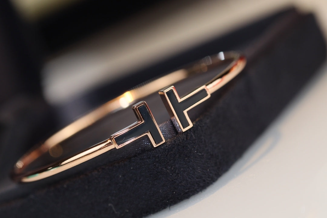 [Glow Muse ]T BRACELET 1.8MM ONYX PINK GOLD