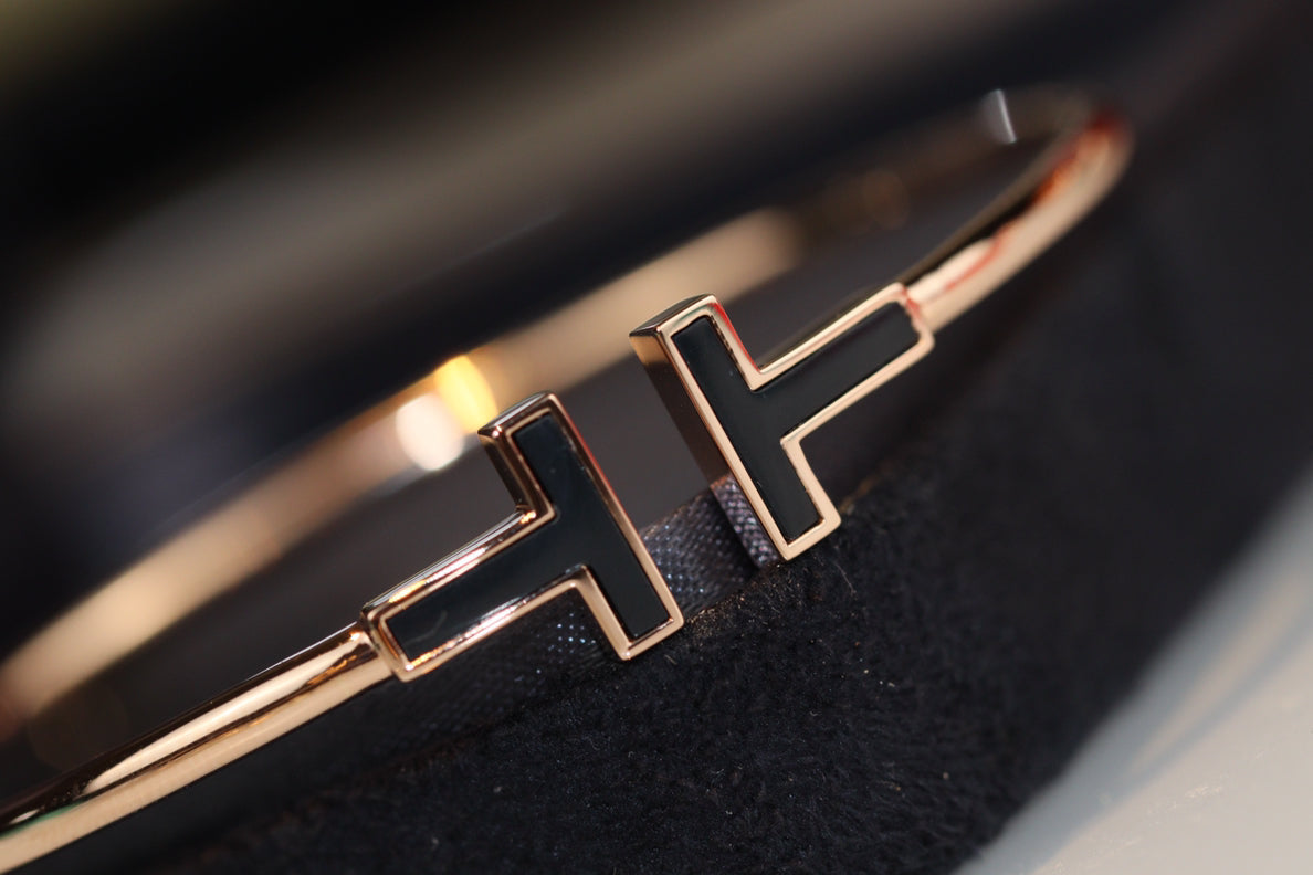 [Glow Muse ]T BRACELET 1.8MM ONYX PINK GOLD