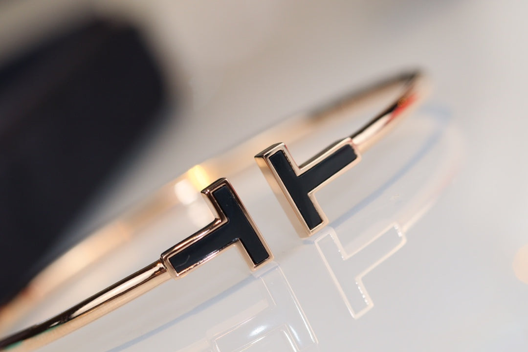 [Glow Muse ]T BRACELET 1.8MM ONYX PINK GOLD