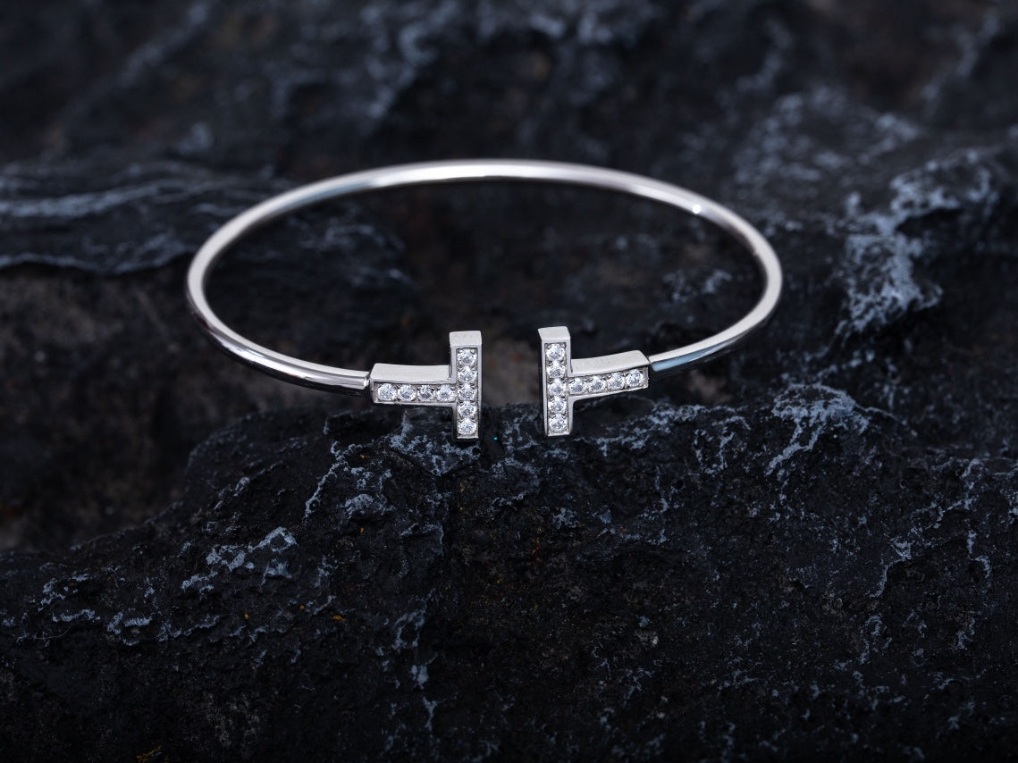 [Glow Muse ]T BRACELET 1.8MM DIAMOND SILVER