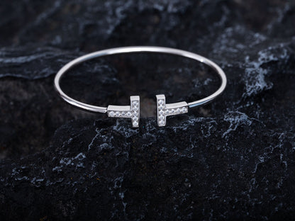 [Glow Muse ]T BRACELET 1.8MM DIAMOND SILVER