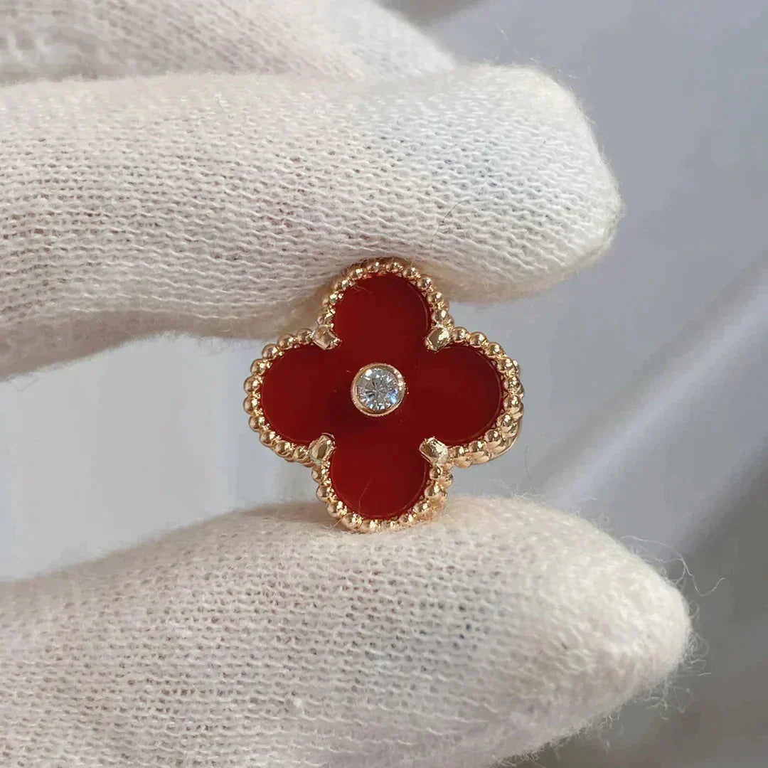 [Glow Muse]CLOVER MEDIUM 1 MOTIFS CARNELIAN  DIAMOND earrings