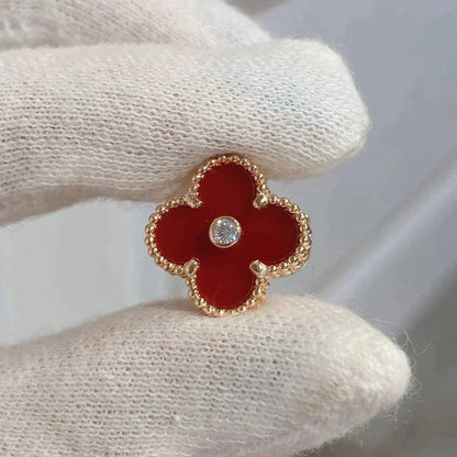 [Glow Muse]CLOVER MEDIUM 1 MOTIFS CARNELIAN  DIAMOND earrings