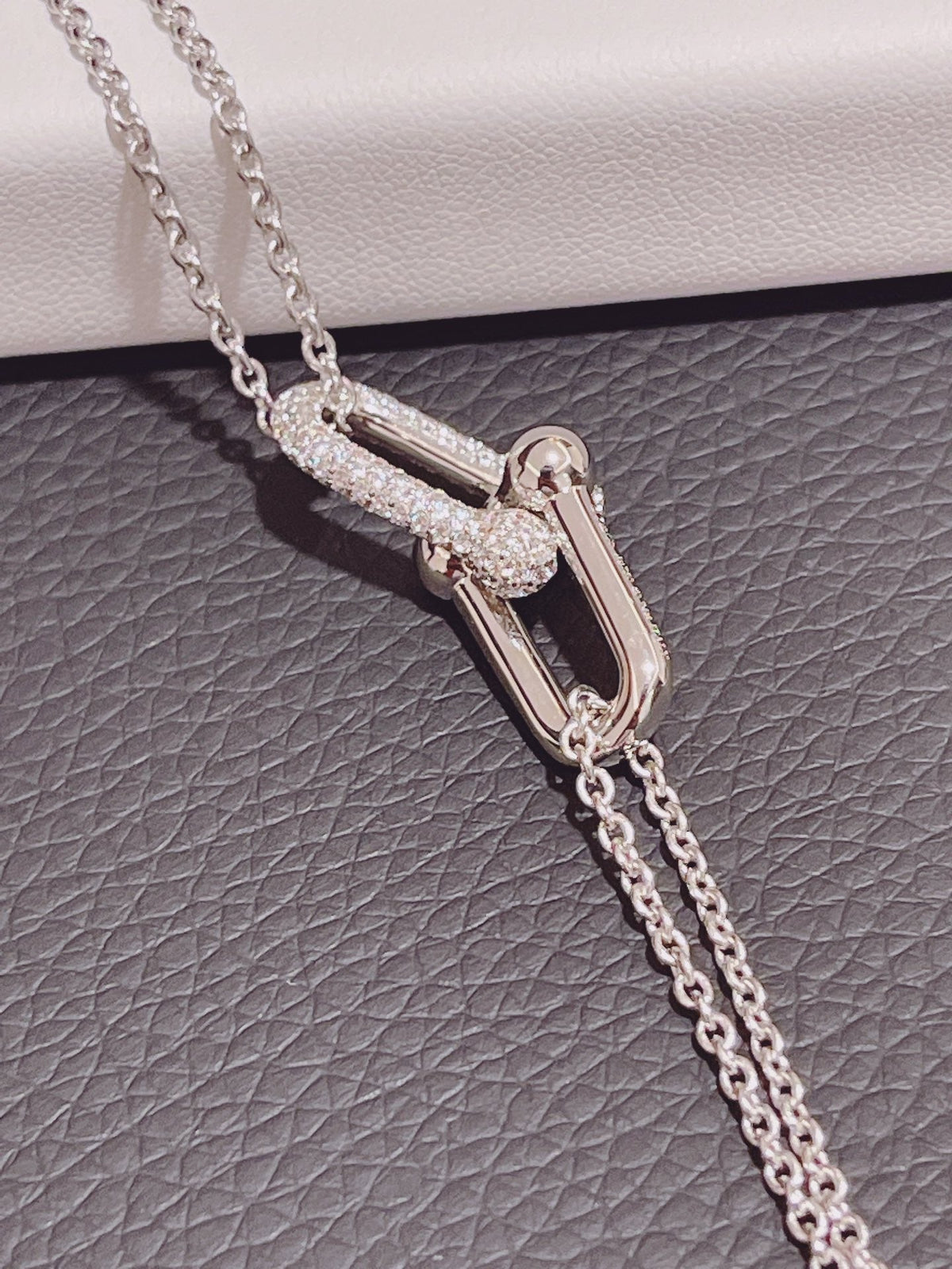[Glow Muse ]HARDWEAR DOUBLE LINK PEDANT SILVER DIAMOND NECKLACE