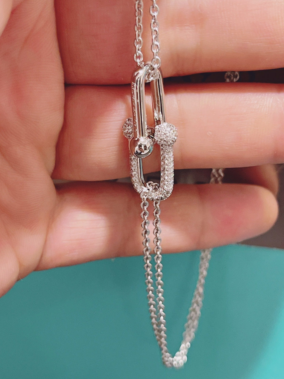 [Glow Muse ]HARDWEAR DOUBLE LINK PEDANT SILVER DIAMOND NECKLACE
