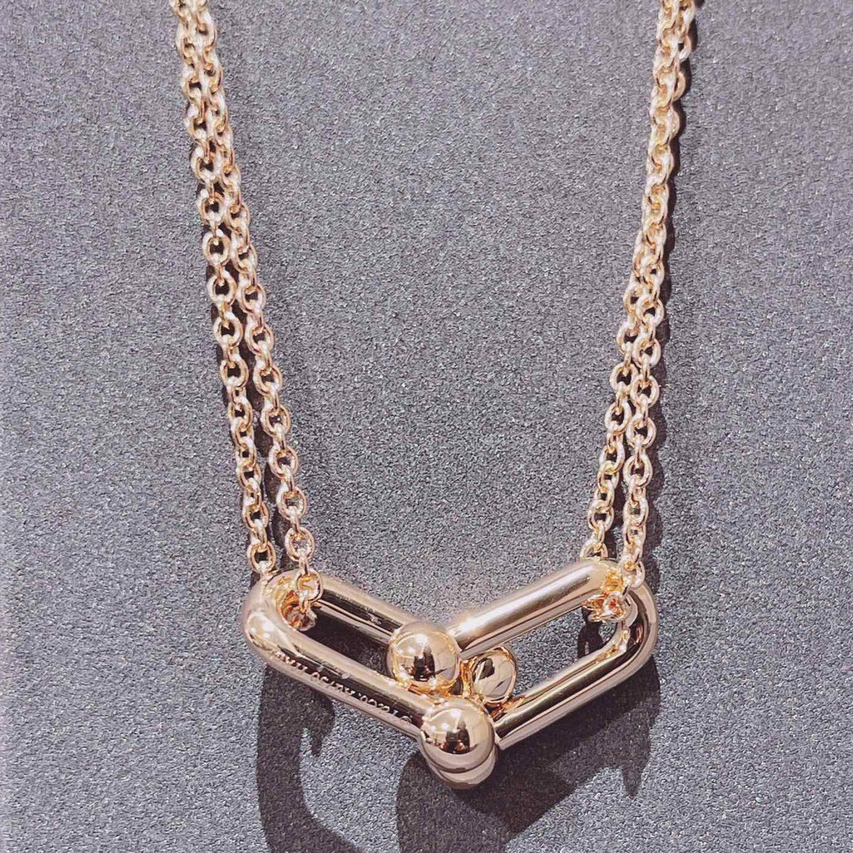 [Glow Muse ]HARDWEAR DOUBLE LINK PEDANT PINK GOLD NECKLACE