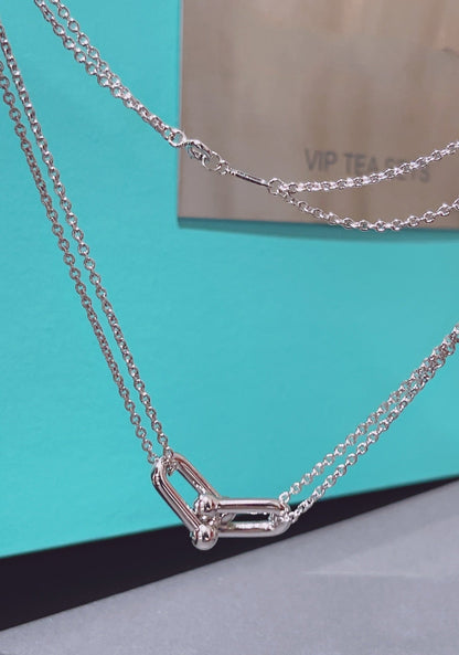 [Glow Muse ]HARDWEAR DOUBLE LINK PEDANT SILVER NECKLACE