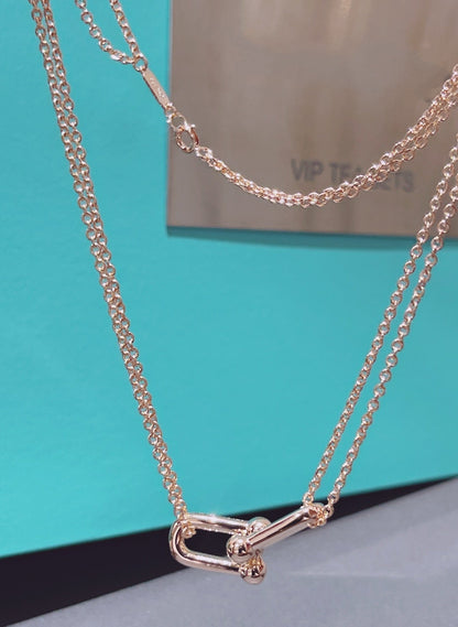 [Glow Muse ]HARDWEAR DOUBLE LINK PEDANT PINK GOLD NECKLACE