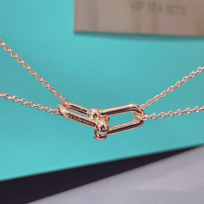 [Glow Muse ]HARDWEAR DOUBLE LINK PEDANT PINK GOLD NECKLACE