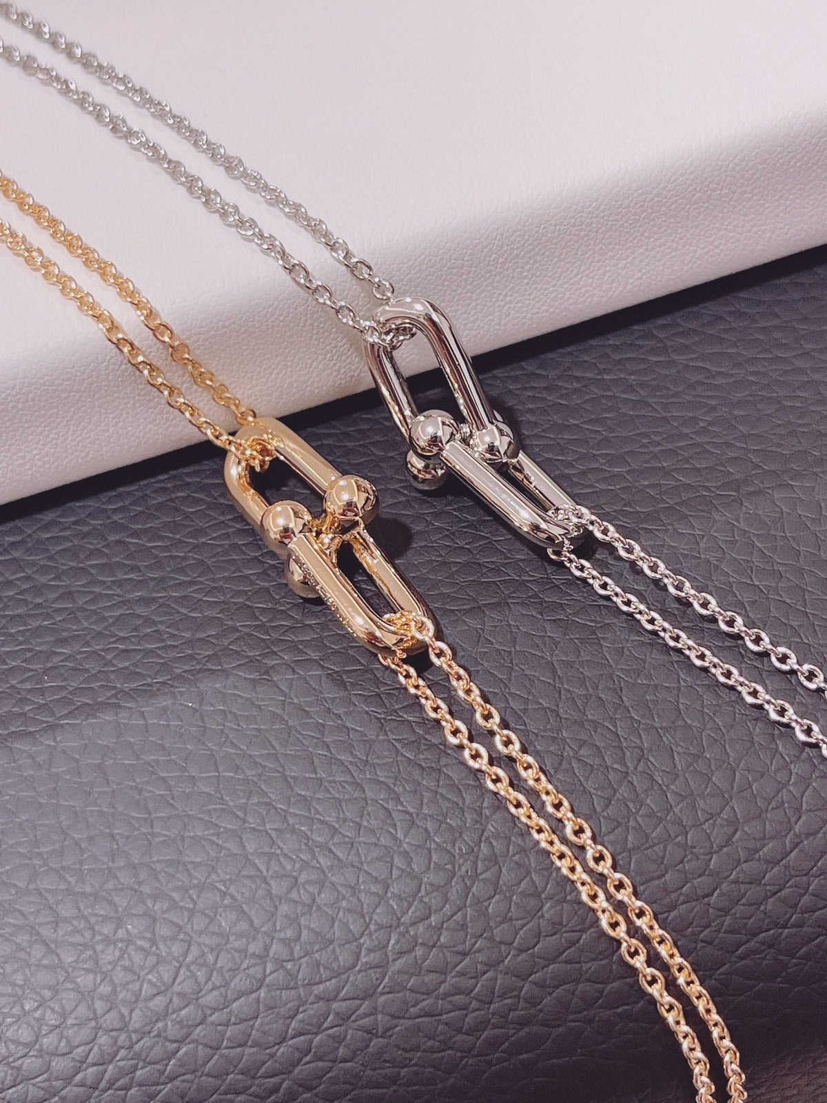 [Glow Muse ]HARDWEAR DOUBLE LINK PEDANT PINK GOLD NECKLACE