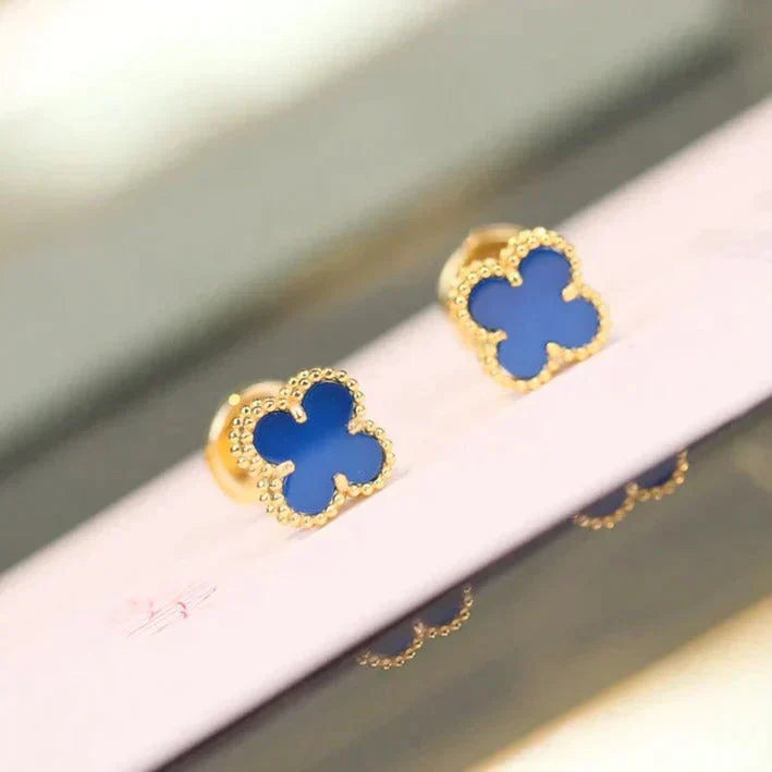 [Glow Muse]クローバー ミニ 9.5MM ターコイズ イヤリング