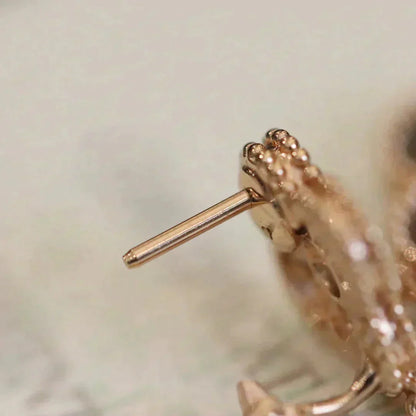 [Glow Muse]CLOVER MEDIUM 1 MOTIFS FUll DIAMOND EARRINGS