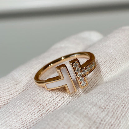 [Glow Muse ]T WIRE MOP DIAMOND RING PINK GOLD