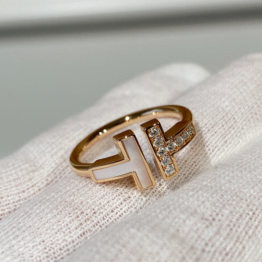 [Glow Muse ]T WIRE MOP DIAMOND RING PINK GOLD