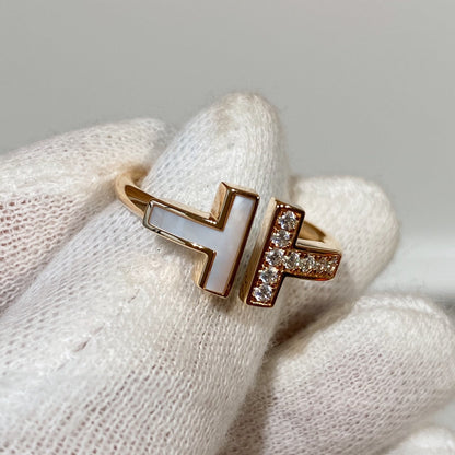 [Glow Muse ]T WIRE MOP DIAMOND RING PINK GOLD