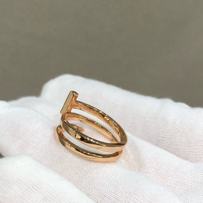 [Glow Muse ]T WIRE DOUBLE ROWS RING PINK GOLD