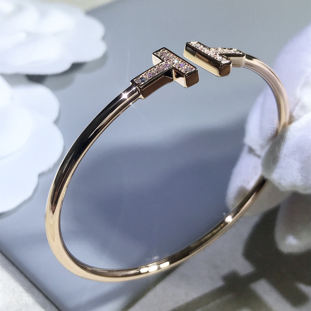 [Glow Muse ]T BRACELET PINK GOLD 1.8MM DIAMOND