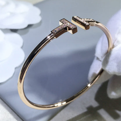 [Glow Muse ]T BRACELET PINK GOLD 1.8MM DIAMOND