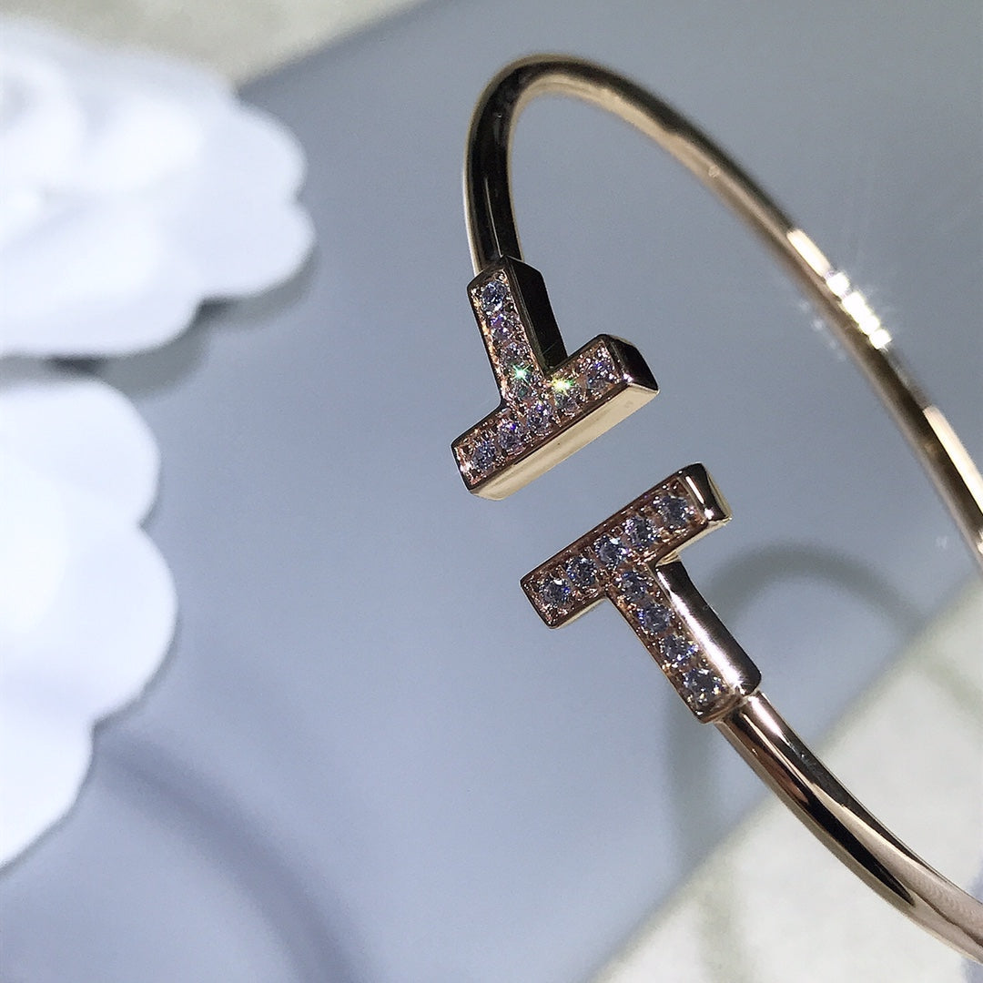 [Glow Muse ]T BRACELET PINK GOLD 1.8MM DIAMOND