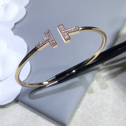 [Glow Muse ]T BRACELET PINK GOLD 1.8MM DIAMOND