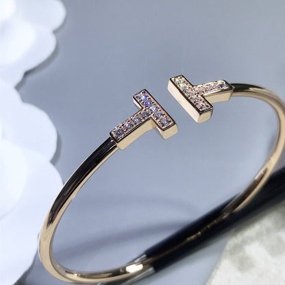 [Glow Muse ]T BRACELET PINK GOLD 1.8MM DIAMOND
