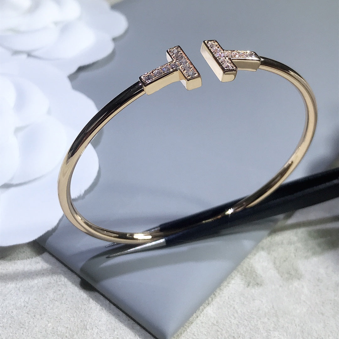 [Glow Muse ]T BRACELET PINK GOLD 1.8MM DIAMOND