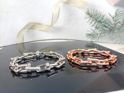 [Glow Muse ]HARDWEAR BRACELET PINK GOLD AND SILVER DIAMOND