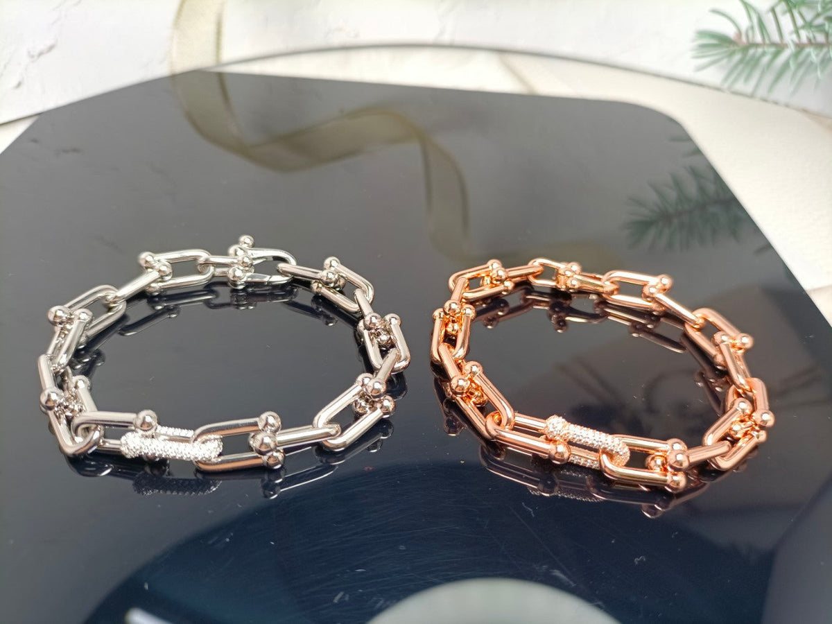 [Glow Muse ]HARDWEAR BRACELET PINK GOLD AND SILVER DIAMOND