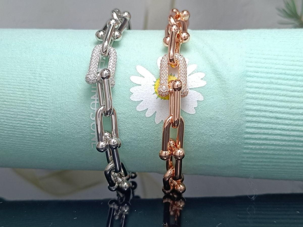 [Glow Muse ]HARDWEAR BRACELET PINK GOLD AND SILVER DIAMOND