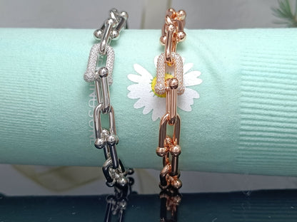 [Glow Muse ]HARDWEAR BRACELET PINK GOLD AND SILVER DIAMOND