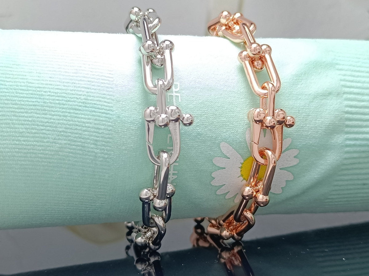 [Glow Muse ]HARDWEAR BRACELET PINK GOLD AND SILVER DIAMOND