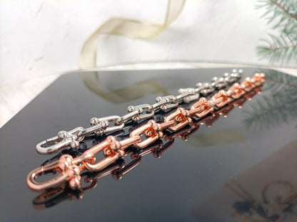 [Glow Muse ]HARDWEAR BRACELET PINK GOLD AND SILVER DIAMOND
