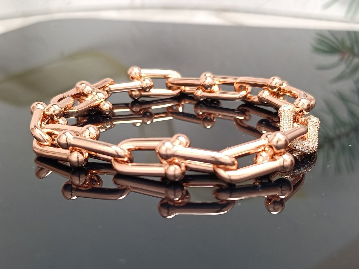 [Glow Muse ]HARDWEAR BRACELET PINK GOLD AND SILVER DIAMOND