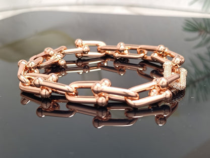 [Glow Muse ]HARDWEAR BRACELET PINK GOLD AND SILVER DIAMOND