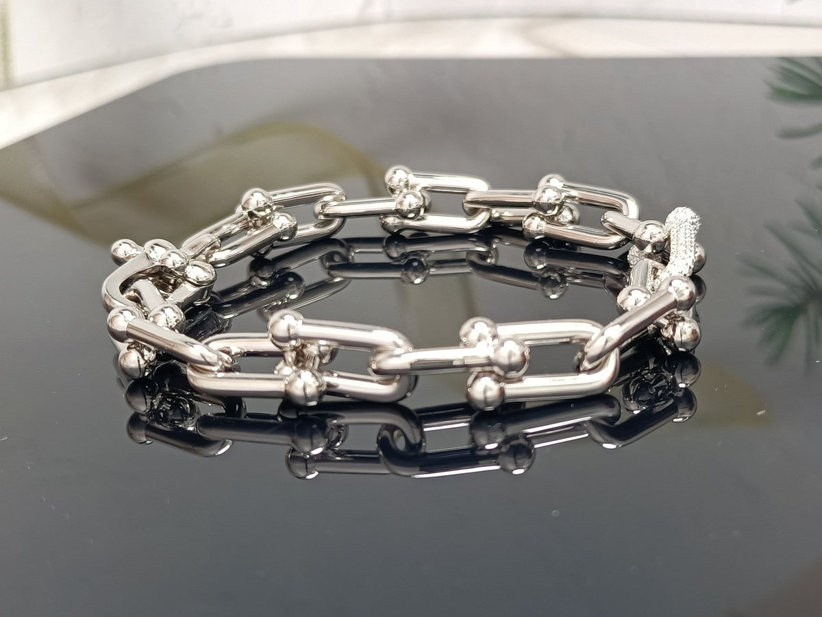 [Glow Muse ]HARDWEAR BRACELET PINK GOLD AND SILVER DIAMOND