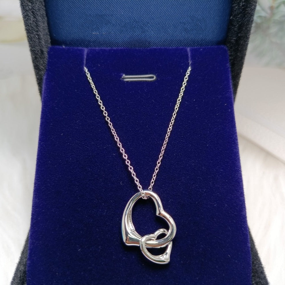 [Glow Muse ]DOUBLE HEART SILVER NECKLACE