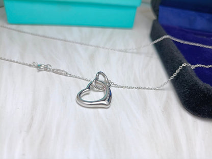 [Glow Muse ]DOUBLE HEART SILVER NECKLACE