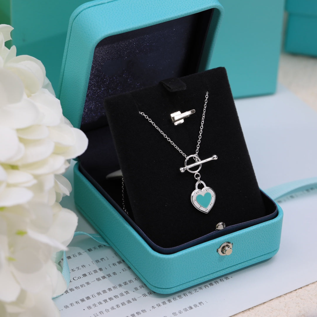[Glow Muse ]DOUBLE HEART BLUE NECKLACE
