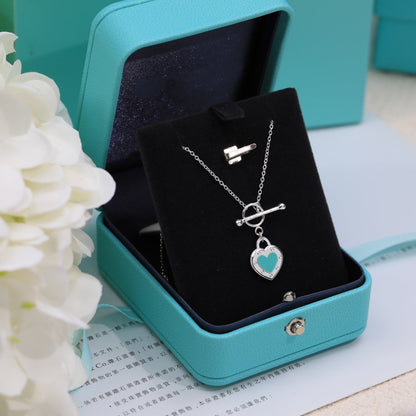 [Glow Muse ]DOUBLE HEART BLUE NECKLACE