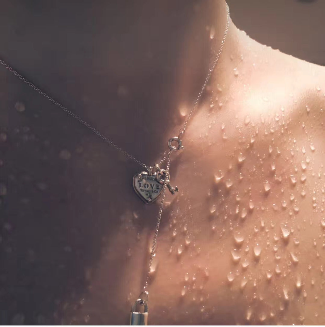 [Glow Muse ]KEY AND HEART SILVER NECKLACE