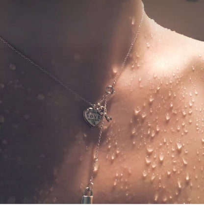 [Glow Muse ]KEY AND HEART SILVER NECKLACE