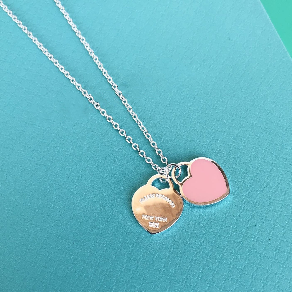 [Glow Muse ]DOUBLE HEART PEDANT SILVER NECKLACE