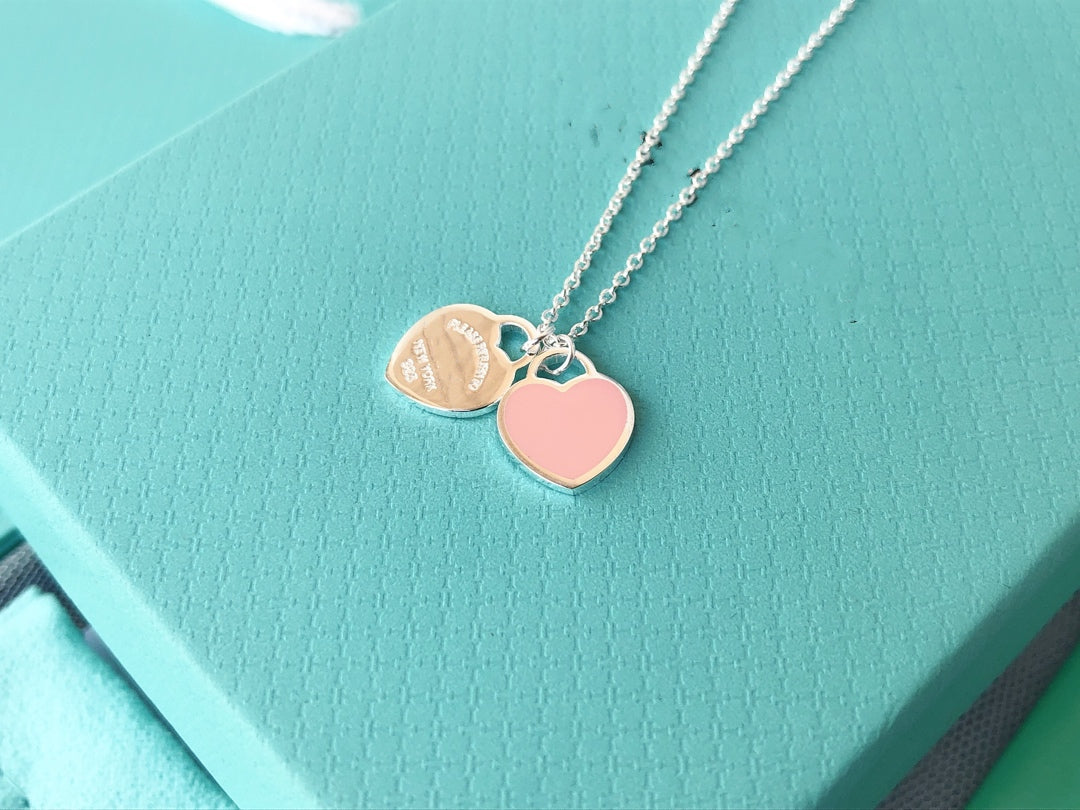 [Glow Muse ]DOUBLE HEART PEDANT SILVER NECKLACE