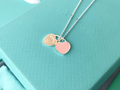 [Glow Muse ]DOUBLE HEART PEDANT SILVER NECKLACE