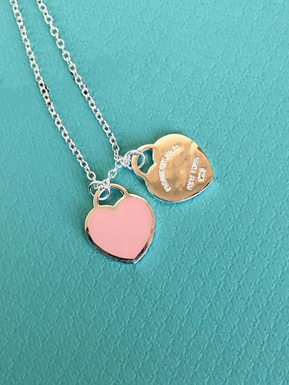 [Glow Muse ]DOUBLE HEART PEDANT SILVER NECKLACE